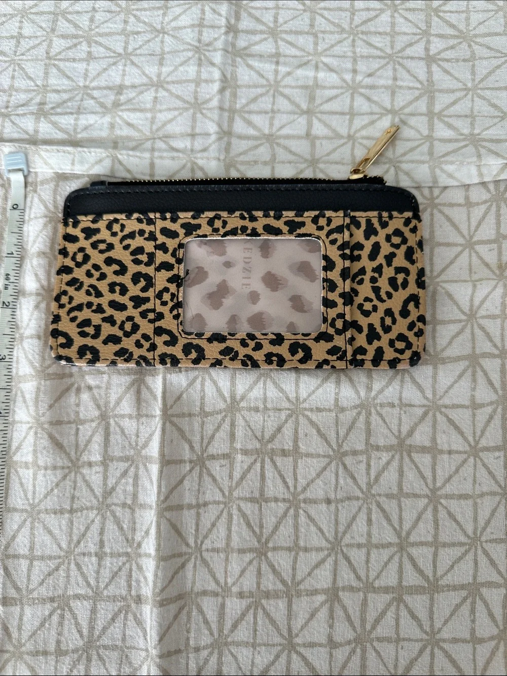 Leopard Print Zip Wallet with Black Card Slots